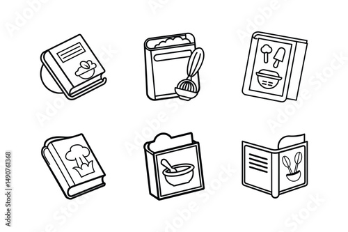 recipe book icon line art vector illustration