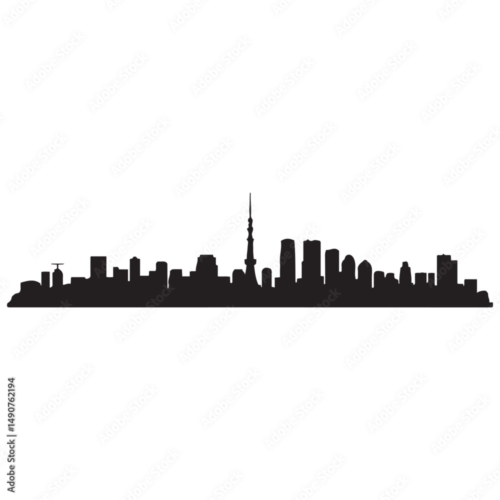 Tokyo city skyline horizontal banner. Black of Tokyo city, Japan. Vector template for your design. Vector black silhouette. with white background Tokyo city skyline horizontal banner. Black of Tokyo city, Japan. Vector template for your design. Vector black silhouette. with white background