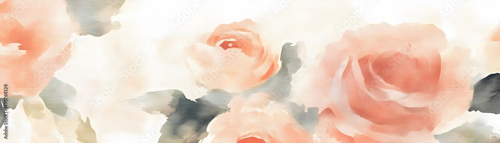 Fototapeta premium Delicate watercolor roses in soft pastel hues.