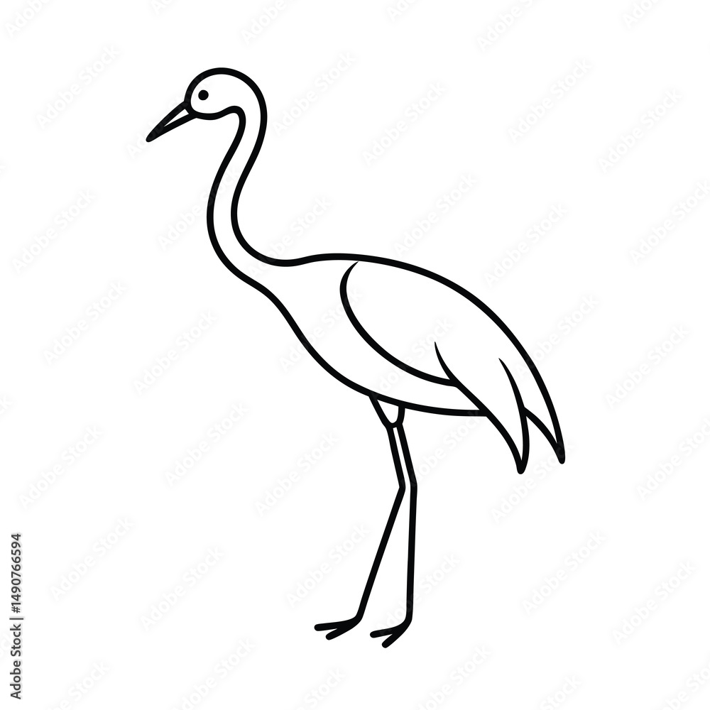 Obraz premium minimalist line art illustration of jabiru bird