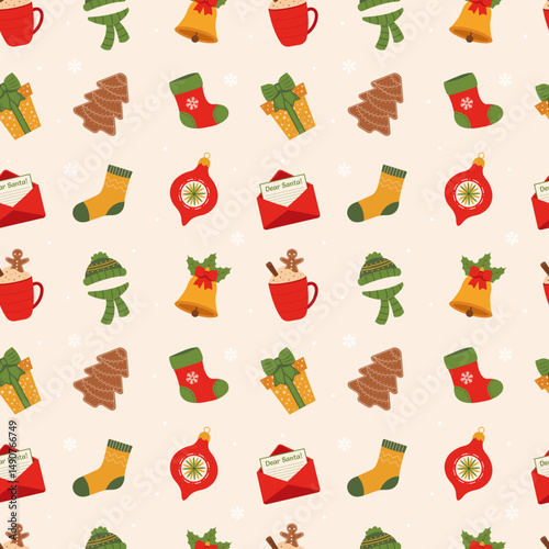 Christmas pattern seamless. Seamless pattern with christmas and winter elements.