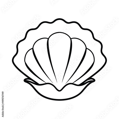 minimalist line art vector of oyster shell