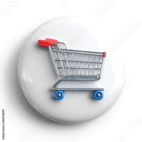 Shiny shopping cart button on white
