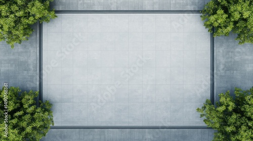 Aerial View of a Tranquil Urban Square