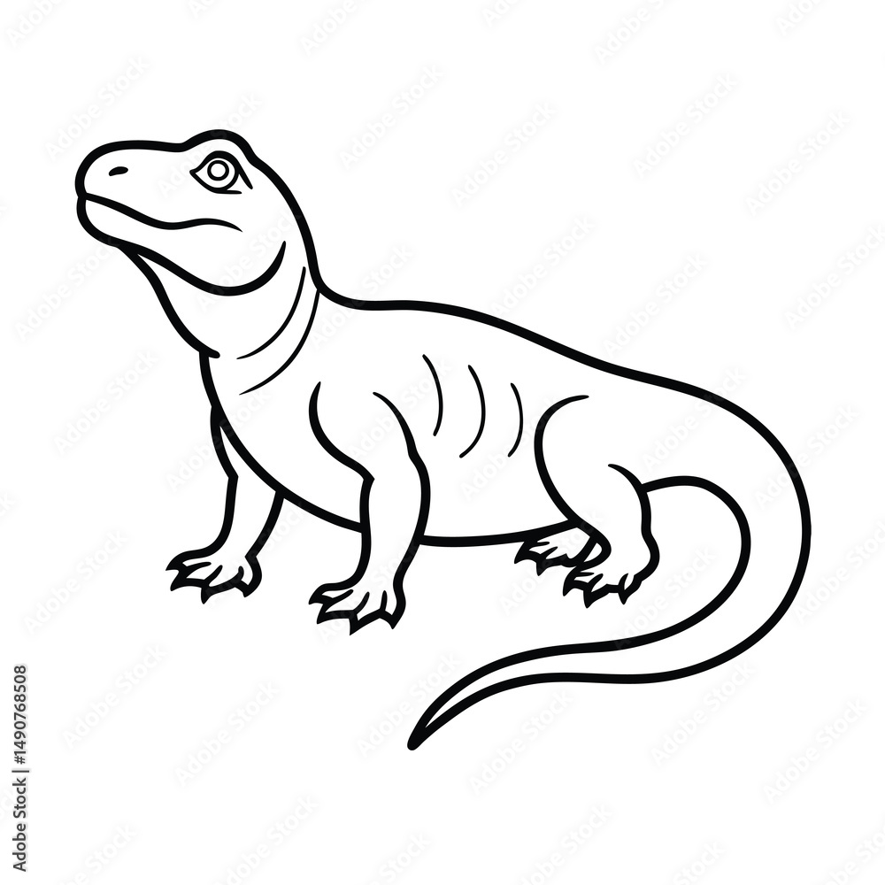 Fototapeta premium minimal line art vector of komodo dragon reptile