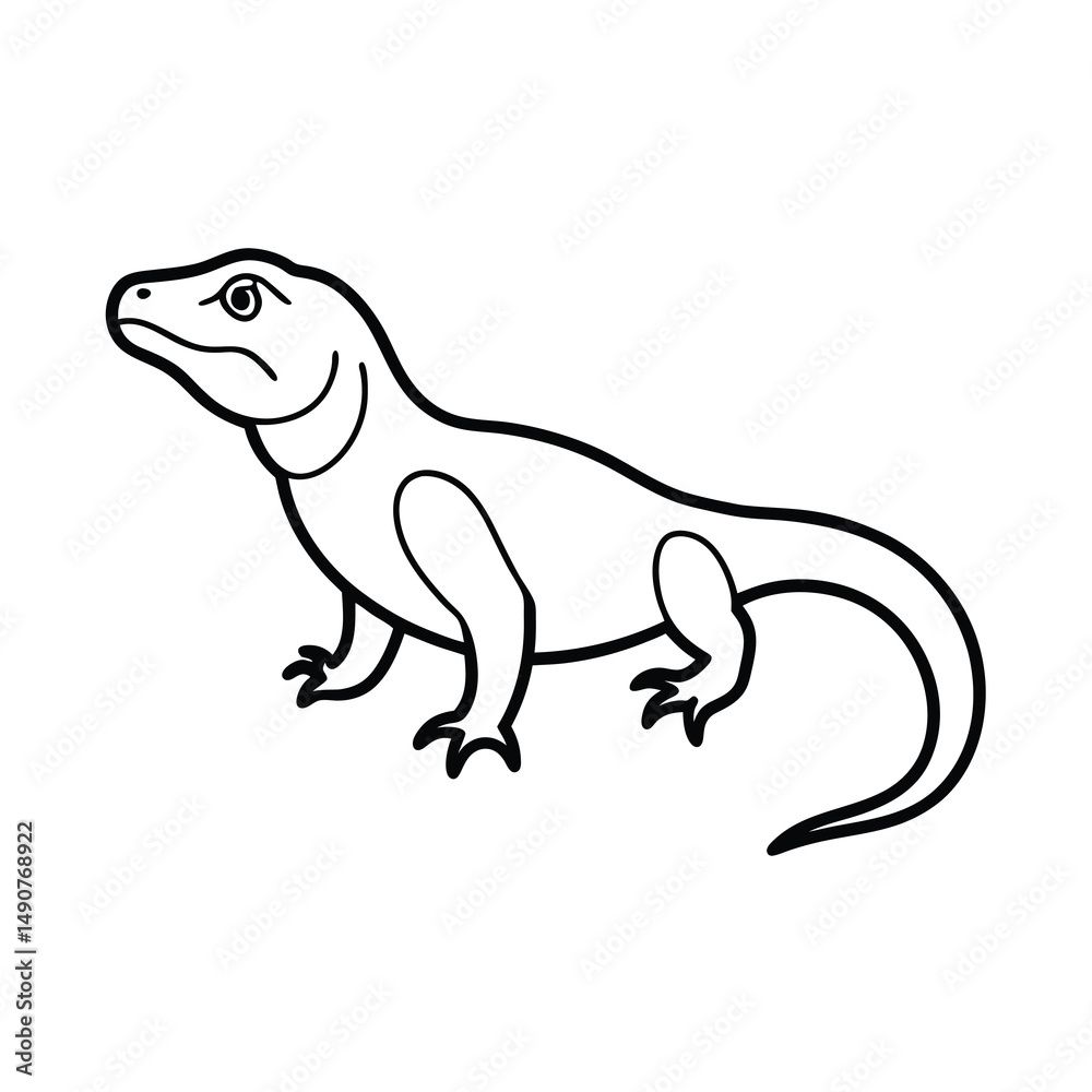 Fototapeta premium minimal line art vector of komodo dragon reptile