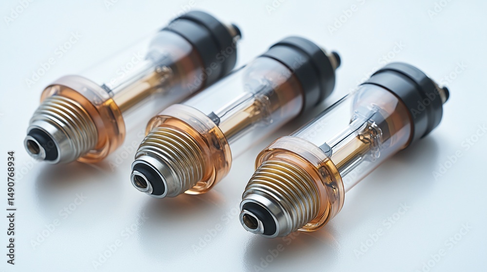 Three clear amber glass tubes Three clear amber glass tubes