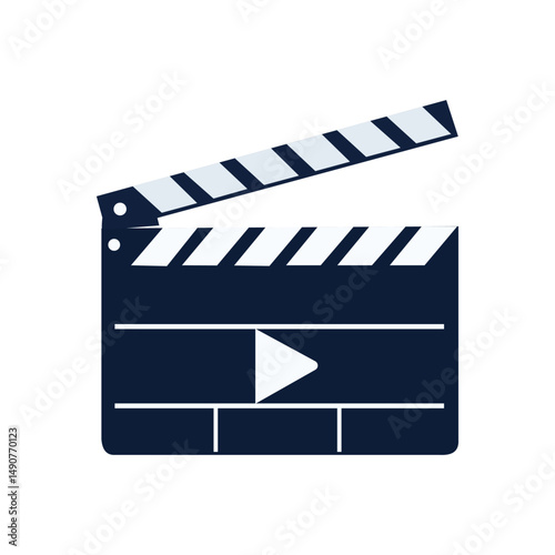 Clapper board icon set. Open and closed movie clapper. Vector EPS 10
