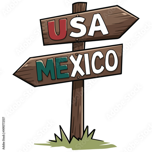 Directional wooden signpost isolated vector illustration