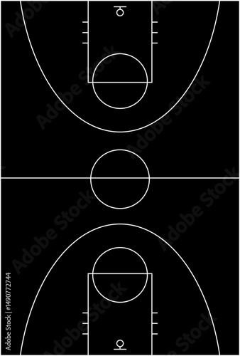 Blacktop Basketball Court Lines Game Hoops Design Sport Field White