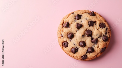 Delicious 3D Cookie With Chocolate Chips on Pink Background