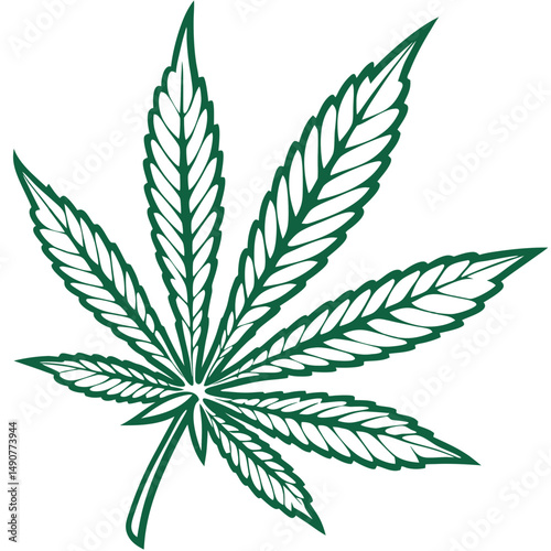 Green Marijuana Leaf Emoji with Clean Lines
