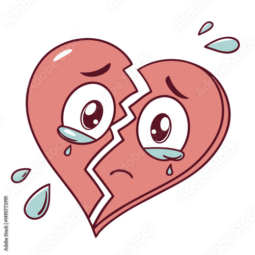 Heartbreak Emoji with Teardrop Eyes
