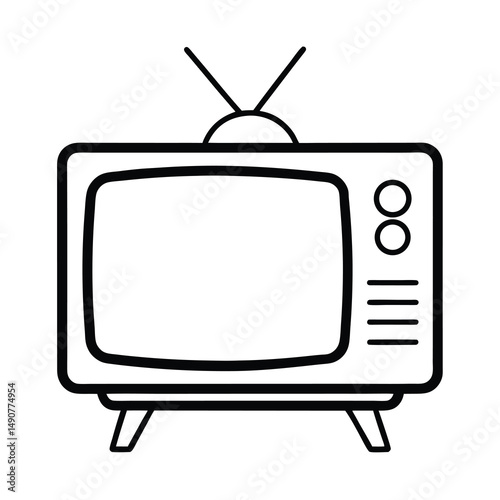 old tv watching movie icon line art vector