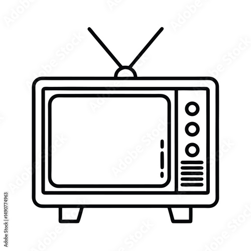 old tv watching movie icon line art vector