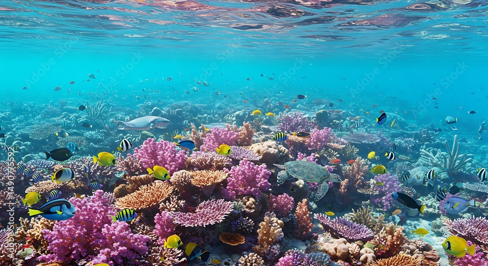 Fototapeta premium Vibrant Coral Reef Ecosystem Underwater Scene