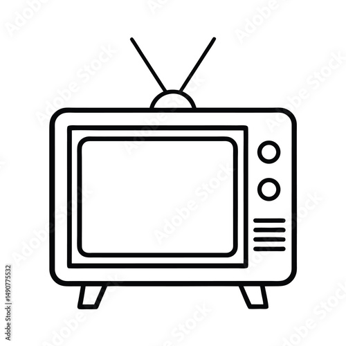 old tv watching movie icon line art vector