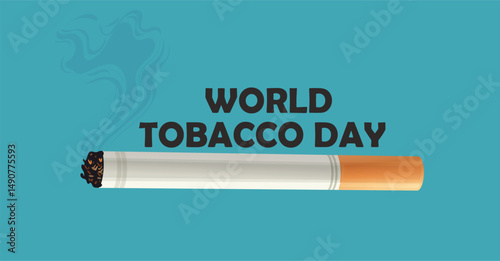 World Tobacco Day Awareness Illustration Depicting a Cigarette on a Global Background