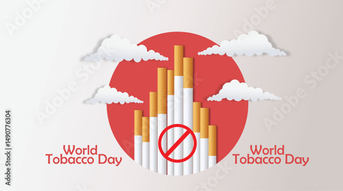 World Tobacco Day Awareness Illustration Depicting a Cigarette on a Global Background