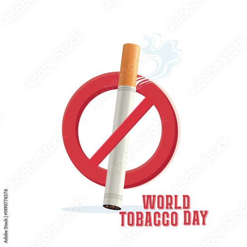 World Tobacco Day Awareness Illustration Depicting a Cigarette on a Global Background
