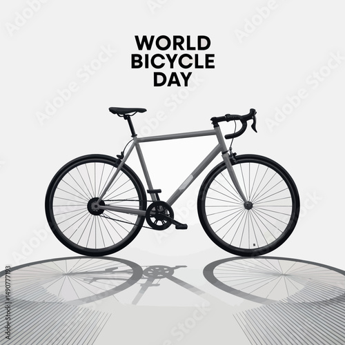 Bold World Bicycle Day Illustration Simple Sustainable Commuter Vector Art