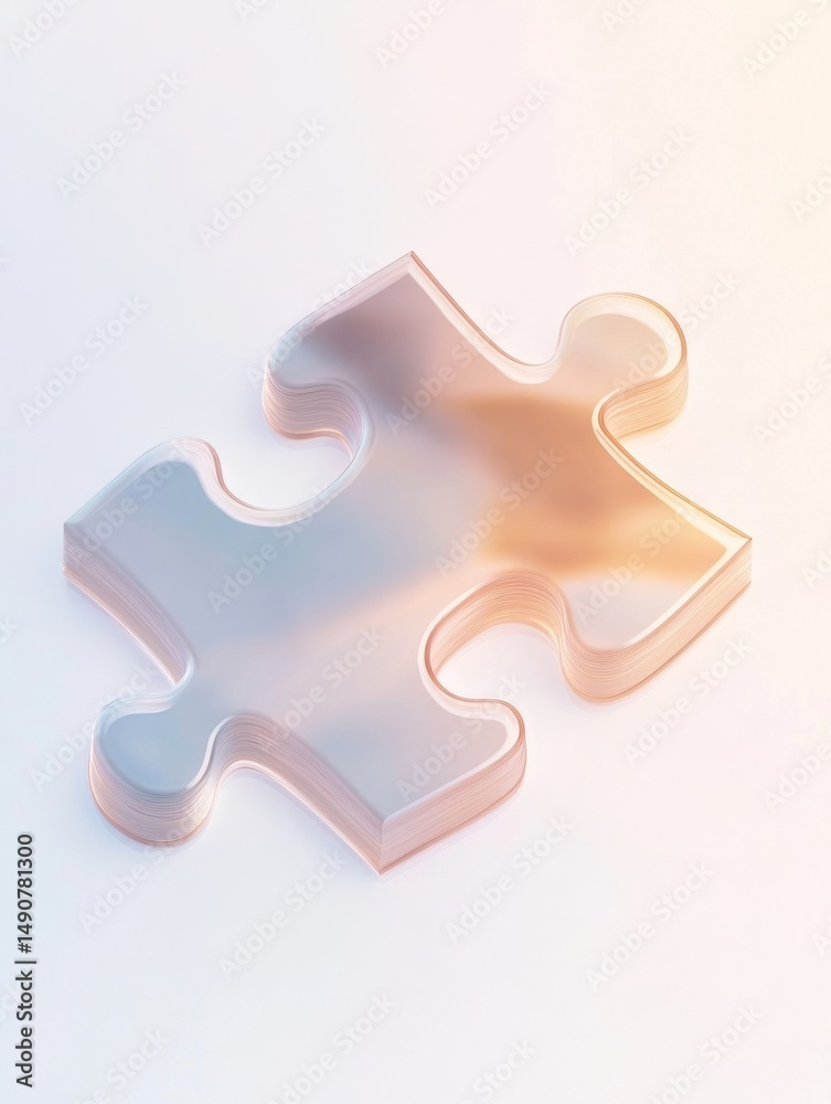 Obraz premium Glossy pastel puzzle piece on soft background 