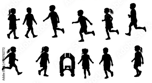 Vector silhouette of children.
