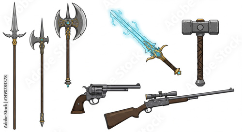 Vector illustration of weapons.
