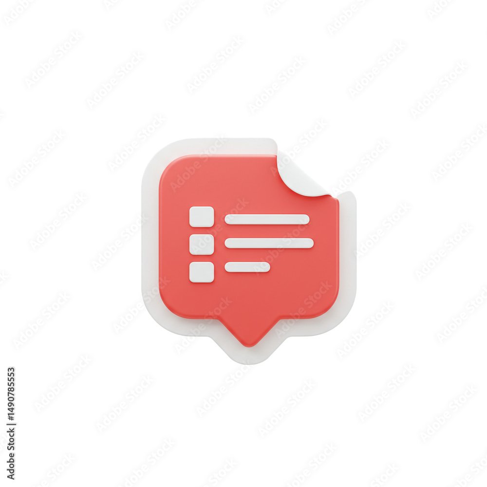 3d stylized list icon with a playful pop of color 3d stylized list icon with a playful pop of color