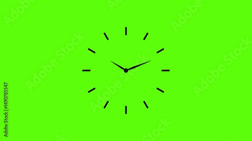 analog clock icon animation on green background.