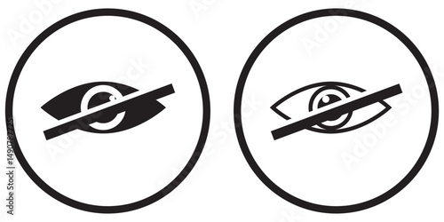 eye set of simple line icons. Collection of web icons for UIUX design. Seen and unseen eye icon set. Hidden and view eye icon vector. Visible invisible icon symbol collection eps 10