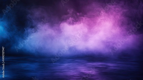 Abstract neon smoke scene with vibrant colors.