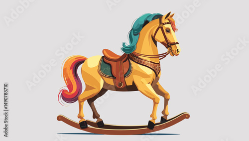 colorful rocking horse toy with vibrant details and design