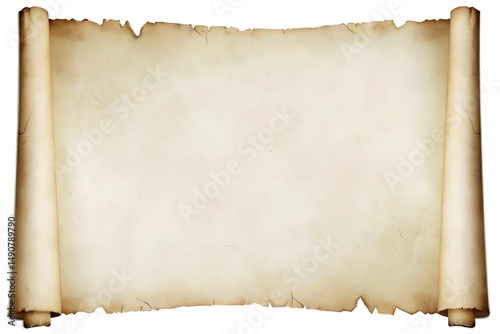 Ancient Parchment Scroll  Aged Texture, Blank Template for Design and Historical Projects