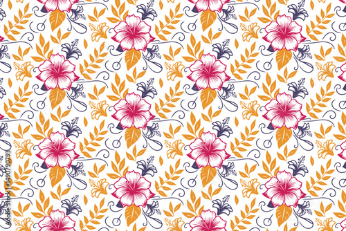 outline cotton flower sketch, seamless stylish repeat, trendy women wear textile, modern floral pattern print, minimal fashion wrapping, one line floral texture, home textile fabric

