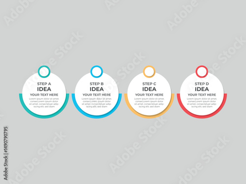 Vector infographic label design with circle infographic template design and 4 options or steps. Can be used for process diagram, presentations, workflow layout, banner, flow chart, info graph.