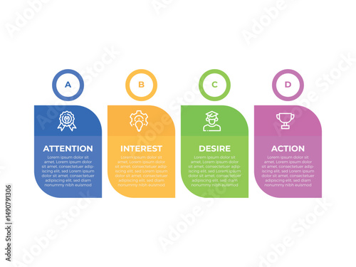 Business infographic design template with 4 options, steps or processes. Can be used for workflow layout, diagram, annual report, web design