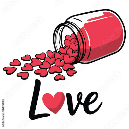 Heart filled salt shaker isolated vector illustration