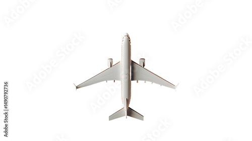 Top View of a Sleek Commercial Airplane Highlighting Its Elegance and Design Details