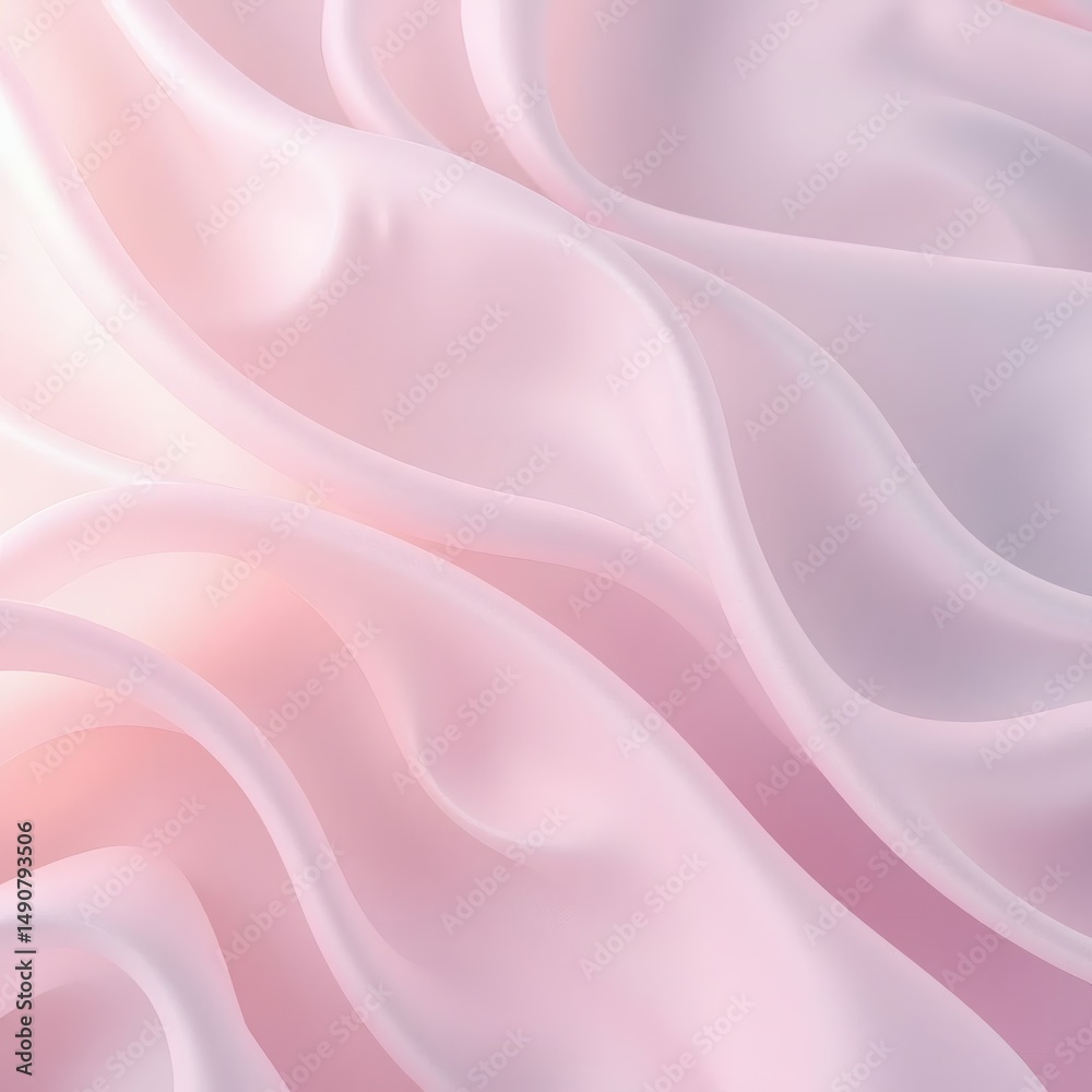 Fototapeta premium Translucent silk waves create a dreamy abstract background with soft pastel gradients and gentle light, evoking a serene atmosphere.