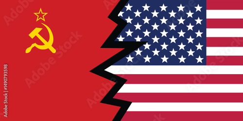 cold war. Flags of Soviet Union and Usa. For basemap or background use