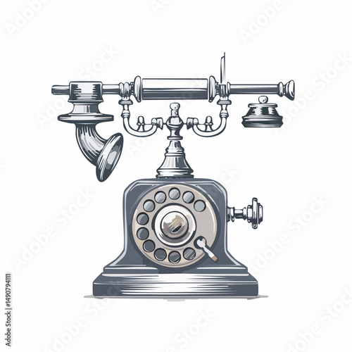 Antique Rotary Telephone Illustration