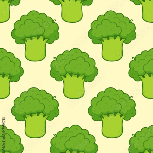 Seamless pattern with broccoli. Vegetables abstract background. for kids products, fabric, prints, wrapping paper and educational materials