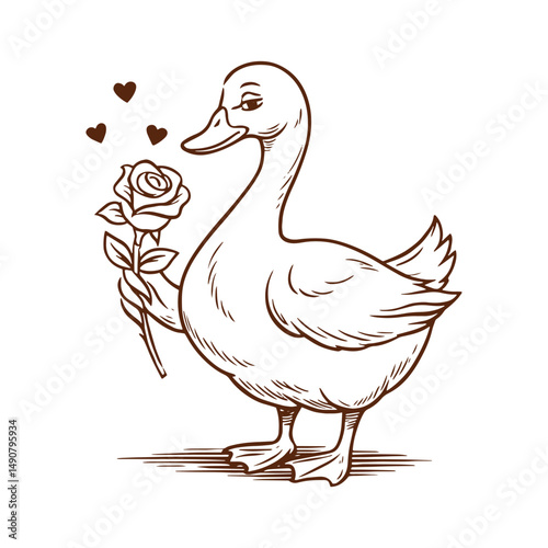 Duck with Rose