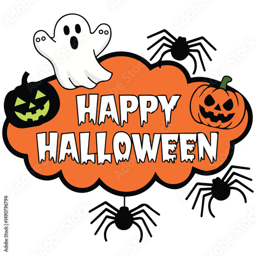 Halloween spooky elements isolated vector illustration