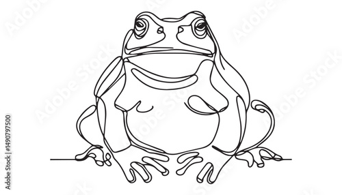Continuous one single minimal line drawing Goliath frog