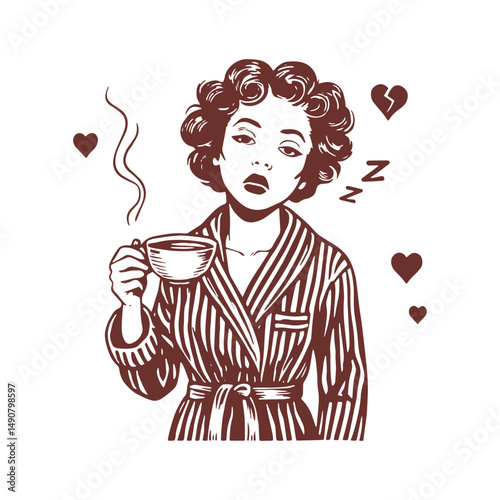 Smoking Lady with Hearts