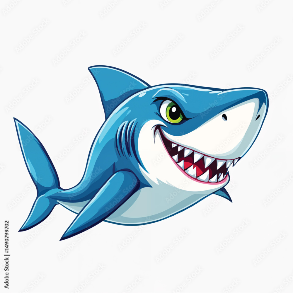 shark cartoon isolated on white