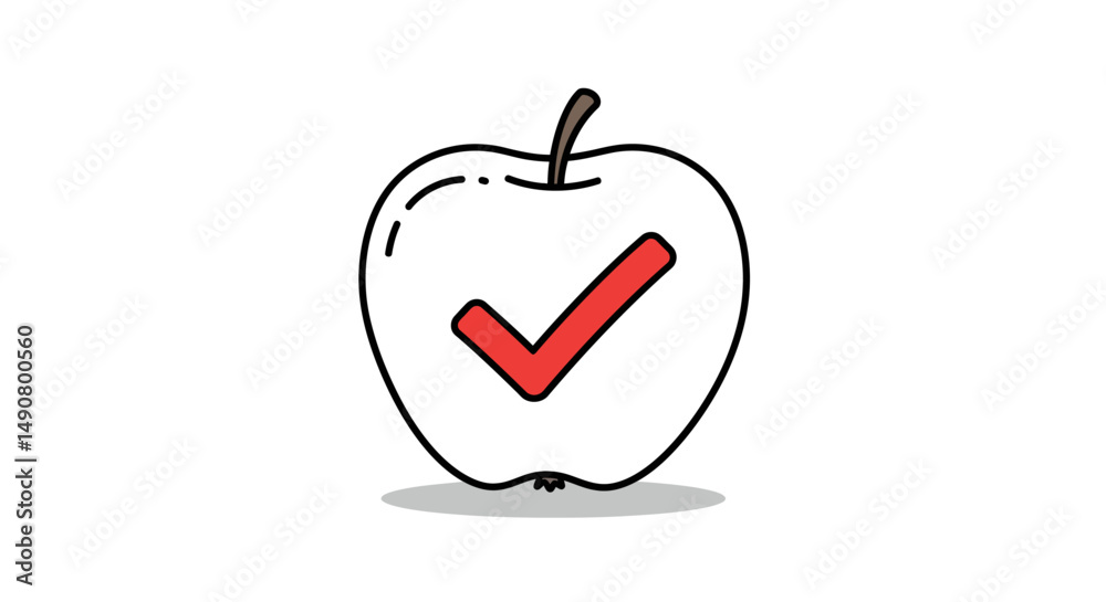 Obraz premium Simple Illustration of a Checked Apple Icon