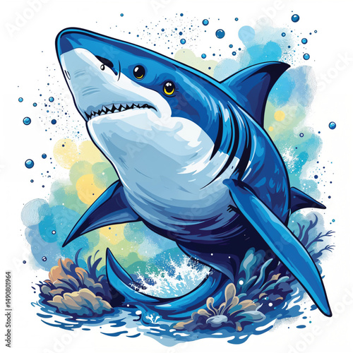 Blue Shark Vector Illustration isolated